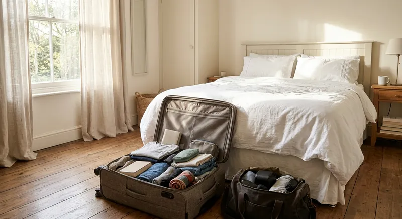 Valises dans une chambre lumineuse